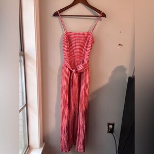 J. Crew Orange Blue Gingham Linen Playsuit 2 Small
